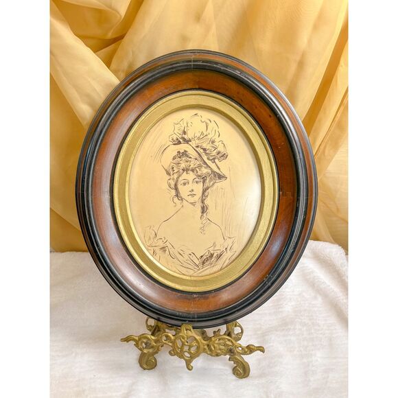 Other - Antique Victorian Woman Framed Art